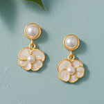 Jewelz Floral Pearl Drop Stud Earrings 1 Pair
