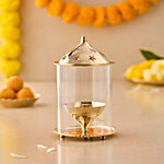 Daivya Sparsh by bigbasket Brass Akhand Jyot / Navratri Diya With Borosilicate Glass, Burn Up To 2-3 Hours 1 pc