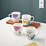 Clay Craft Fine Ceramic Happiness Is Alton Delight Printed Coffee & Teacups - Multicolour 220 ml (Set of 4)