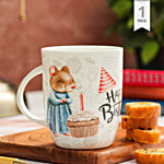 Clay Craft Fine Ceramic Happy Birthday Printed Milk/Coffee Mug - Orchid 388 370 ml