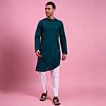 Eternal Cotton Linen Cross Cut Green Kurta 1 pc (Size - XL)