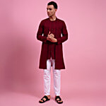 Eternal Cotton Overlapped Maroon Kurta 1 pc (Size - XXL)