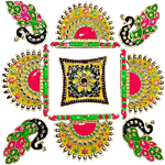 DailySo Diwali Sticker Handicraft Decoration - Meena Design, Multicolour Pooja Décor 9 pcs