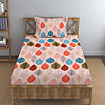 Dream Living Single Bedsheet With 1 Pillow Cover Leaf Design 110 GSM - Multicolour 1 Set