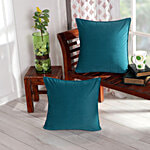 Dream Living Velvet Solid Cushion Covers - 40 x 40 cm, Turquoise 2 pcs