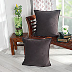 Dream Living Velvet Solid Cushion Covers - 40 x 40 cm, Brown 2 pcs