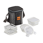 Cello Glassy Mix Lunch Box Set - Clear 3 pcs