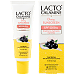 Lacto Calamine Acai Berries Dewy Sunscreen SPF 50 PA+++ With 3% Niacinamide 50 g