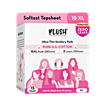 Plush Pure U.S Cotton Ultra Thin Sanitary Pads - XL 15 pcs