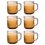 Yera Premium Moulded Design Glass Coffee Teacups/Mugs 240 ml (Set of 6)