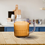 Yera Premium Moulded Design Glass Coffee Teacups/Mugs 240 ml (Set of 6)