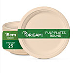 Origami Biodegradable & Compostable Round Pulp Plates - 15 cm 25 pcs