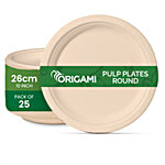 Origami Biodegradable & Compostable Round Pulp Plates - 26 cm 25 pcs