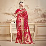Eternal Radiant Red Kanjivaram Style Saree With Blouse - 6.30 m 1 pc