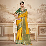 Eternal Mustard Yellow Kanjivaram Style Saree With Blouse - 6.30 m 1 pc