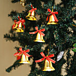 eCraftIndia Jingle Bells With Red Ribbon - Golden 6 pcs