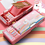 Sillyme Multi Compartments Pencil Box For Kids - Pink 1 pc