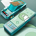 Sillyme Multi Compartments Pencil Box For Kids - Green 1 pc