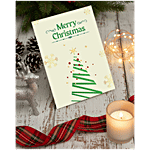 Mad Over Print Tree Design Merry Christmas Greeting Card - Cream & Green 1 pc