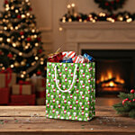 Little Birdie Snowman, Santa & Christmas Tree Themed Gift Bag - 25.5 x 17.9 cm 1 pc