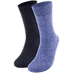 Supersox Men's Winter Thermal Socks With Cushioned Sole - Black & Blue 2 pairs (Free Size)