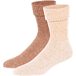 Supersox Women's Winter Thermal Cuff Socks With Cushioned Sole - Brown & Beige 2 pairs (Free Size)