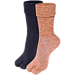 Supersox Women's Winter Thermal Thumb Socks With Cushioned Bottom - Brown & Black 2 pairs (Free Size)