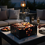 Lifelong Portable Charcoal Barbecue Grill & 2 Skewers With Wooden Handle 1 Set