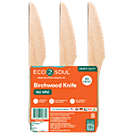 Eco Soul 160 mm Disposable Birchwood Knife - Beige 50 pcs