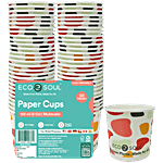 Eco Soul Disposable Plastic Free Paper Cups - Multicolour 150 ml (Pack of 50)