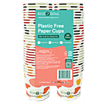 Eco Soul Disposable Plastic Free Paper Cups - Multicolour 250 ml (Pack of 25)