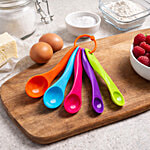 Petals Plastic Baking Cooking Measuring Spoon Set - Multicolour 5 pcs
