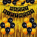 Party Propz Happy Birthday Banner Decoration Set With Metallic Balloons & Foil Curtain 34 pcs