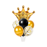 Party Propz Balloon Bouquet With Crown Foil Balloon - Multicolour 7 pcs