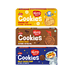 Slurrp Farm Cookies - Banana Oat + Choco Ragi + Milky Choco Chip, No Maida, No Palm Oil 240 g Carton (3x80g each)