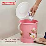 Modware Kany Round Dustbin/ Pedal Bin With Lid - Printed, Pink 7 L