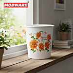Modware Kany Round Open Dustbin With Flower Print - Brown 7 L
