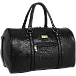 Fur Jaden Textured Leatherette Spacious Weekender Travel Duffle Bag For Men & Women - Black 35 L