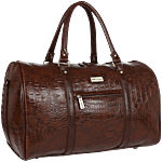 Fur Jaden Textured Leatherette Spacious Weekender Travel Duffle Bag For Men & Women - Brown 35 L