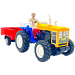 Centy Tractor With Trolley Toy In Pull Back Action - For 3 Years+, Multicolour 1 pc