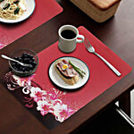 JBG Home Store PVC Table Mats - Flower Printed, Red, 45 x 30 cm 6 pcs
