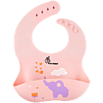 R for Rabbit Food Grade Silicone Bib - BPA Free, Non Toxic, For 6-36 Months, Peach 1 pc