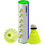 Jaspo Nylon Shuttlecock With Wooden Base - Neon Yellow 6 pcs