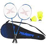Jaspo Thunder Plus 2 Aluminium Badminton Racket & 3 Shuttlecock With Easy Carry Bag 1 pc