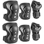 Jaspo Secure Hybrid Safety Kit, Knee, Elbow & Wrist Guards - Medium Size, Black 3 pair