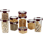 Cello Stack Lock Storage Container Set - Maroon 9 pcs ((900ml + 450ml + 1300ml) x 3)