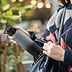 Cello Aqua Pro Max 1000 Stainless Steel Water Bottle - Black & Grey 1 L