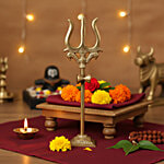 Mangal Bhavan Brass Trishul Damru With Stand - 15.24 cm 1 pc