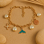 Jewelz Gold-Plated Seashell & Starfish Charm Bracelet 1 pc