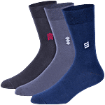 Supersox Men's Cotton Calf Formal Socks - Black, Blue, Grey 3 Pairs (Free Size)